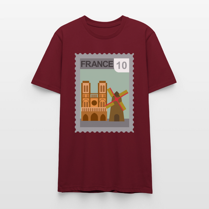 Timbre France Cathédrale | T-shirt  Unisexe - bordeaux