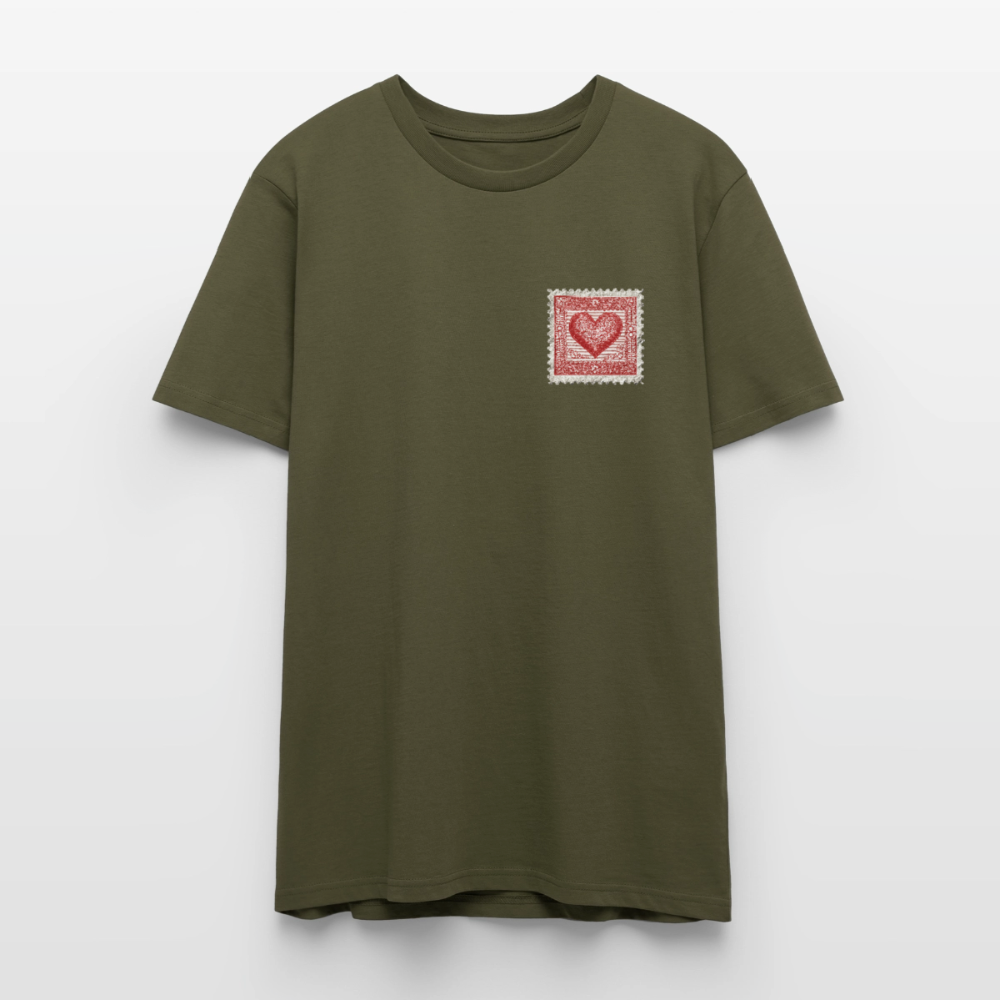 🫶🏼Timbre Cœur – Simple | T-shirt unisexe 🫶🏼 - kaki