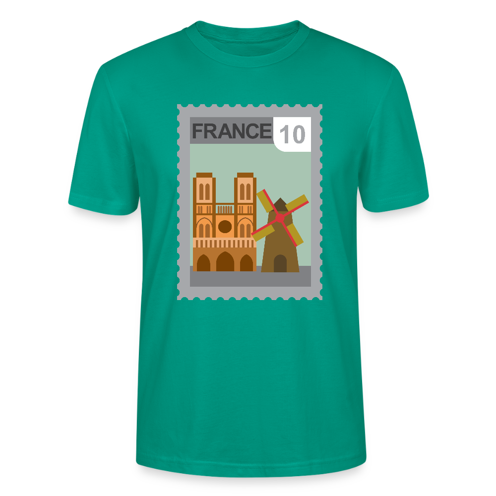 Timbre France Cathédrale | T-shirt  Unisexe - vert-bleu