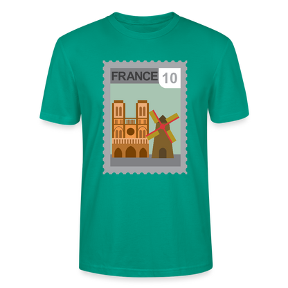 Timbre France Cathédrale | T-shirt  Unisexe - vert-bleu
