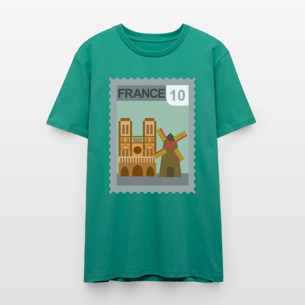 Timbre France Cathédrale | T-shirt  Unisexe - vert-bleu